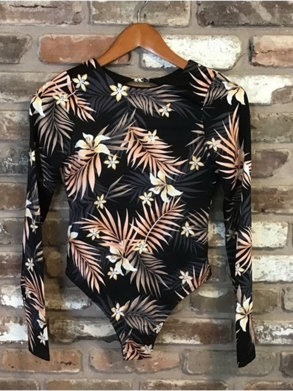 BILLABONG Tropical Palm Long Sleeve Surf Capsule One Piece swimsuit M